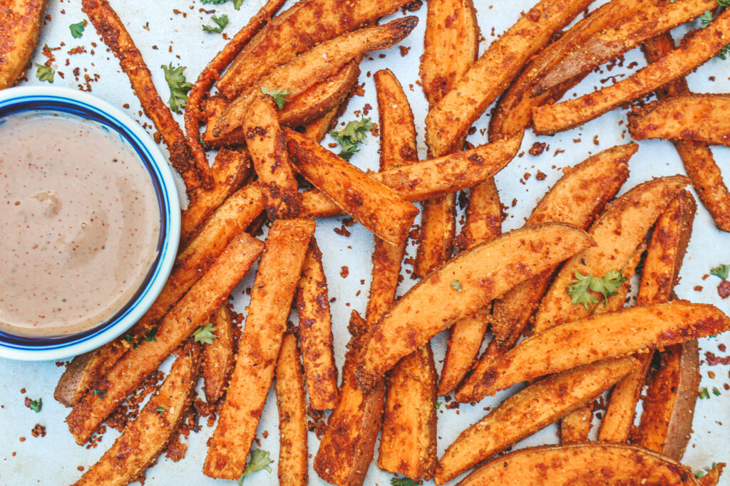 Truffle Sweet Potato Fries with Parmesan - Tao of Spice