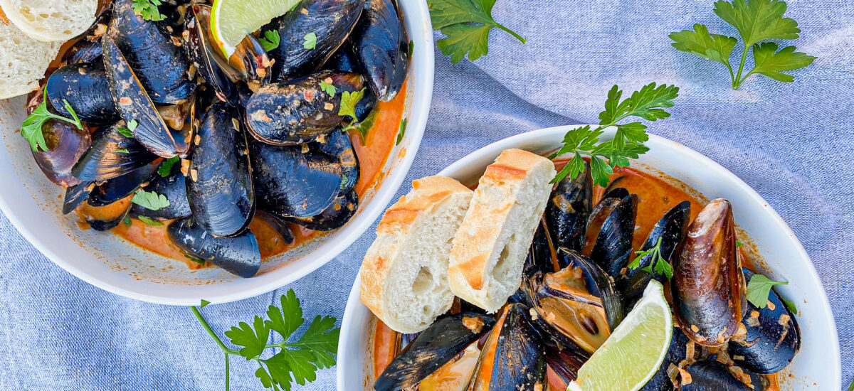 Red Curry Coconut Mussels